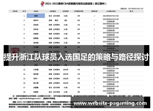 提升浙江队球员入选国足的策略与路径探讨